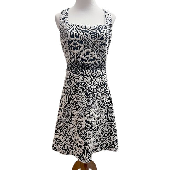 Ett Twa Anthropologie Valery Floral Jacquard Structured Knit Dress Size M A Line - Picture 1 of 10